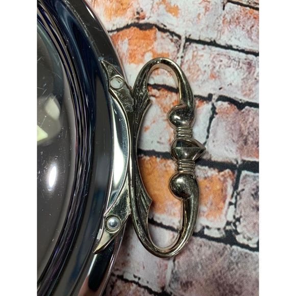 Kromex 13.5" Vintage Round Serving Platter Handles Original Stickers Holiday EUC - Picture 3 of 4